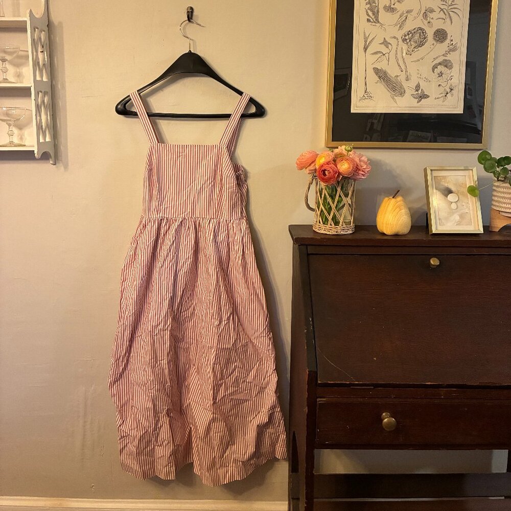A New Day Target Striped Pink and White Midi Dress Size Extra Small (XS)